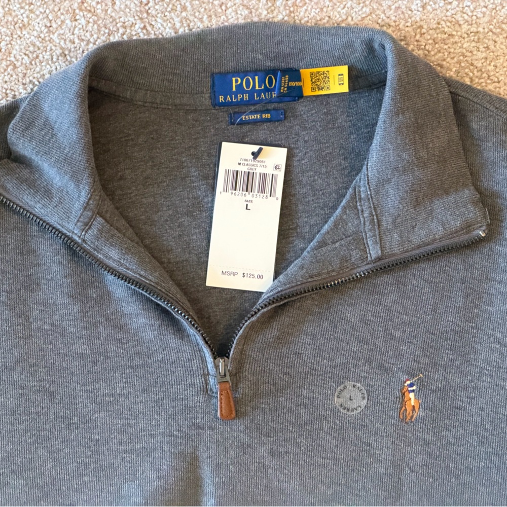 Ralph Lauren Gray Half-Zip Pullover - Picture 2 of 3